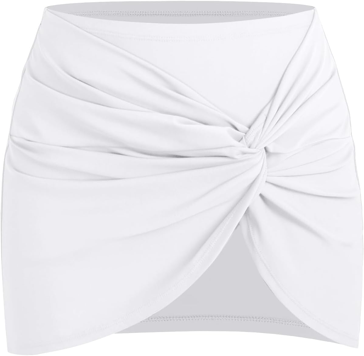 Women Swim Skirt Twist Bathing Suit Skirt with Build-in Brief Mid Rise Swimsuit Bottom Skort