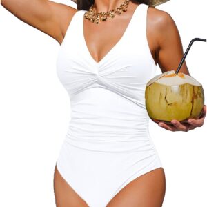 Women Tummy Control One Piece Swimsuit - Push Up Bathing Suit Full Coverage Slimming Swimwear