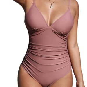 Women's One Piece Swimsuit Tummy Control V Neck Bathing Suits