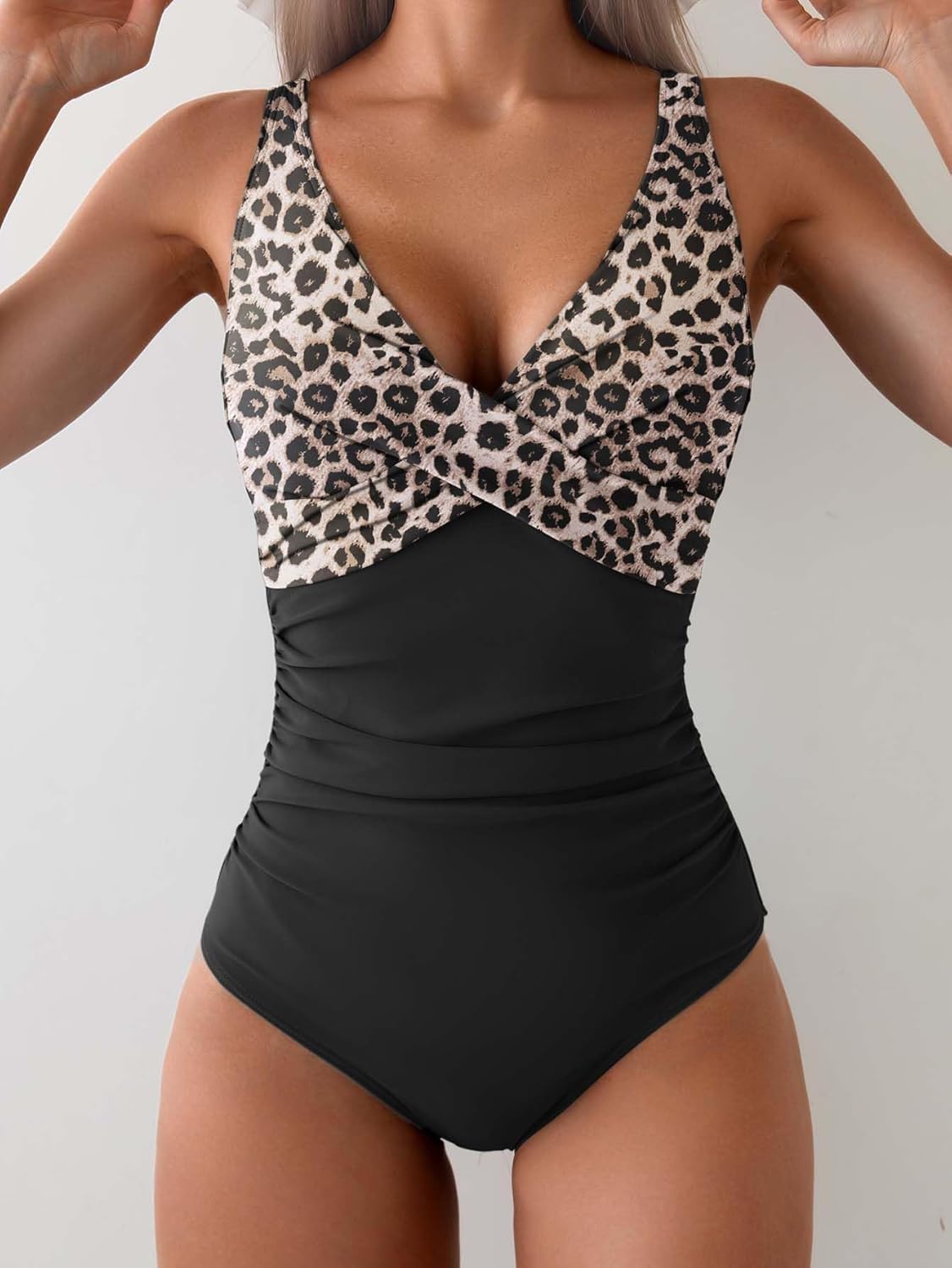 Women's One Piece Swimsuits Tummy Control Ruched Push Up Bathing Suit Tie Back Slimming Swimwear - Image 2