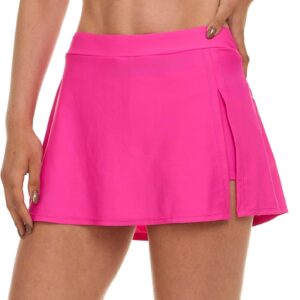 Womens Swim Skirt with Shorts Liner, Swim Skorts for Women Swimwear, Sporty Athletic Bathing Suit Skirt Bottoms
