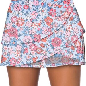 Women Waistband Layered Swimdress Ruffle Swim Skirt Swimsuit Bottom(Available in Plus)