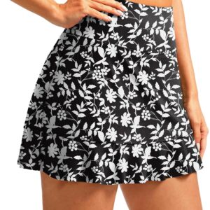 Women's Swim Skirt with Pocket High Waisted Ruffle Tummy Control Tankini Swimsuit Bathing Suit Bottoms