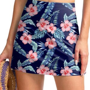 Women's High Waisted Swim Skirt with Pocket Tummy Control Tankini Swimsuit Bathing Suit Bottoms for Women
